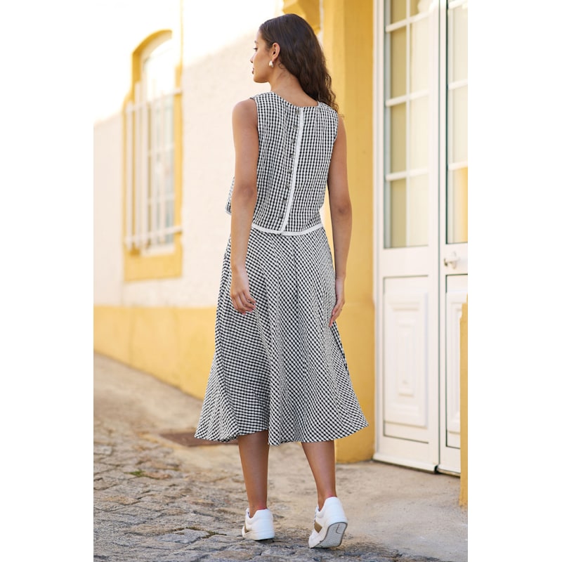 Thumbnail of Yumi Black Gingham Cotton Midi Skirt image