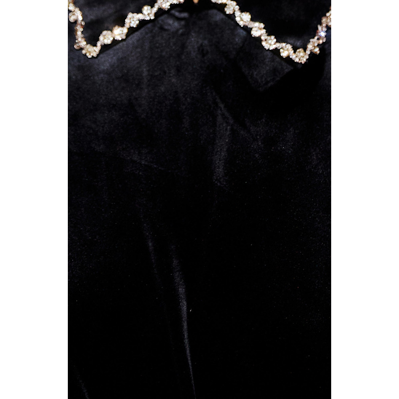 Thumbnail of Yumi Black Long Sleeve Velvet Tunic With Diamante Collar image