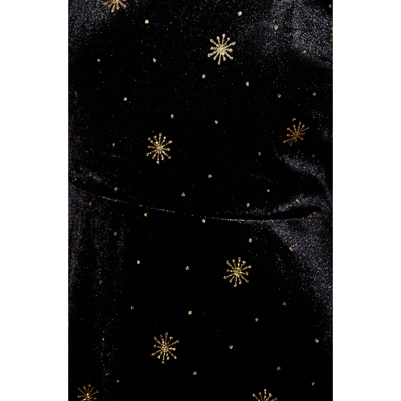 Thumbnail of Yumi Black Velvet Midi Dress With Starburst Foil Print image