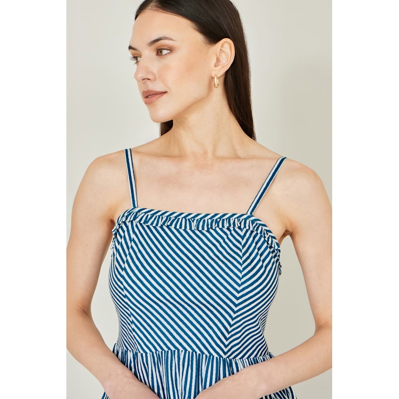 Yumi Blue Stripe Cotton Mini Sun Dress | Yumi | Wolf & Badger