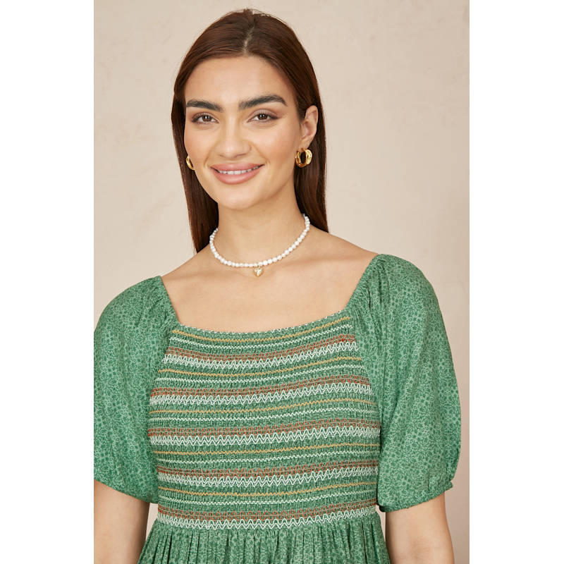 green puff sleeve maxi dress Petal and Pup Women's Sullivan Puff Sleeve Maxi Dress