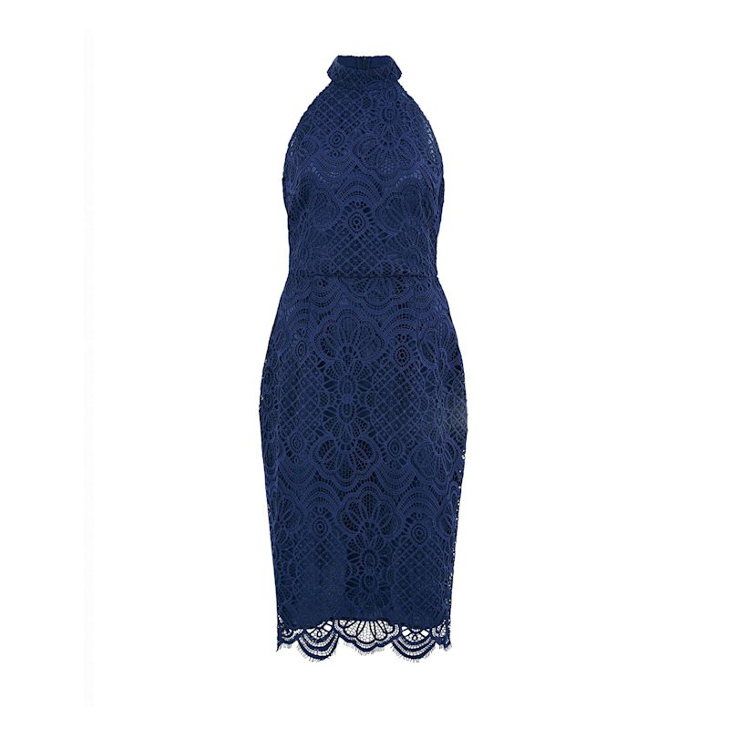 blue halter neck lace dress Lace Halter Mini Dress main image 0