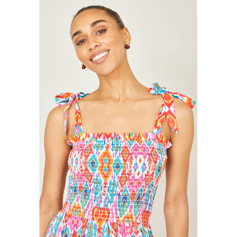 Thumbnail of Yumi Multicolour Ikat Print Maxi Viscose Sun Dress image