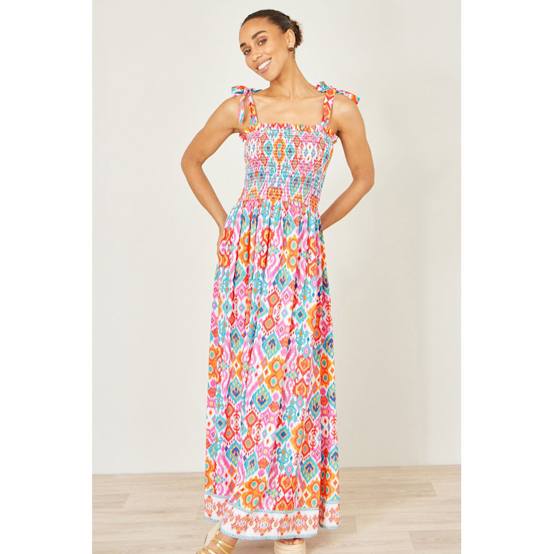 Thumbnail of Yumi Multicolour Ikat Print Maxi Viscose Sun Dress image