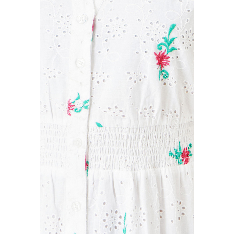 Yumi White Cotton Broderie Anglaise Embroidered Midi Dress | Yumi | Wolf &  Badger
