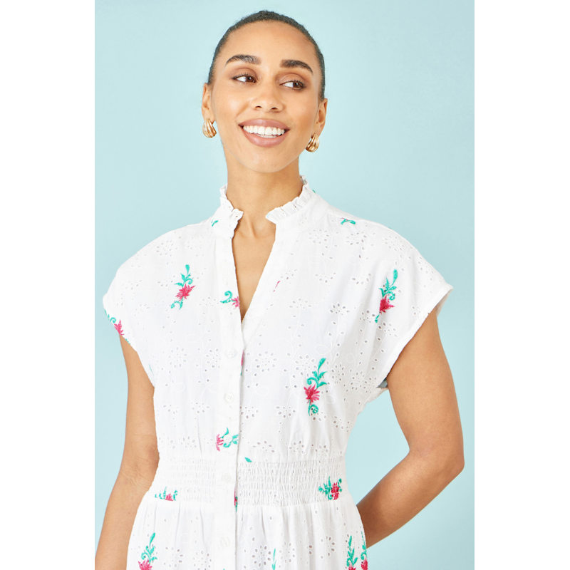 yumi embroidered dress Plus Size V Neck Floral Embroidered Lace Midi Dress in Blue main image 1
