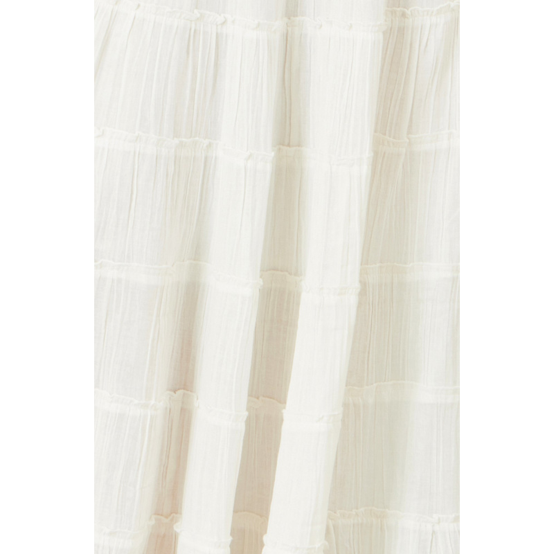 Thumbnail of Yumi White Double Cotton Tiered Boho Maxi Skirt image