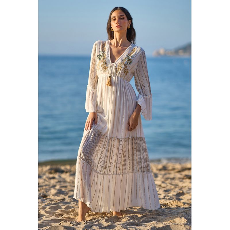 embellished boho maxi dress LOLA BOHEMIAN HALTER MAXI DRESS
