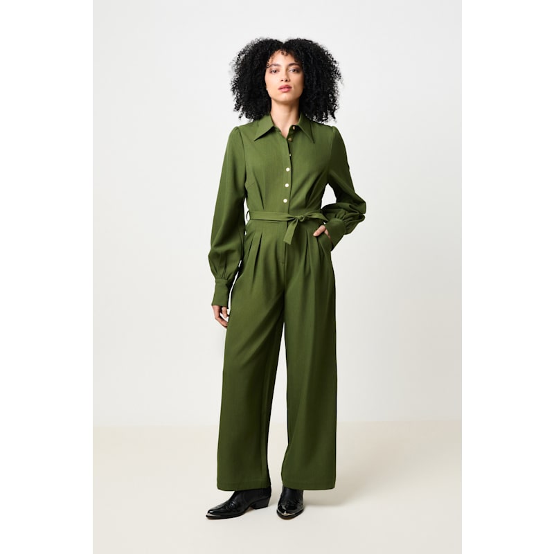 Thumbnail of Yves Long Sleeve Jumpsuit - Moss Green image