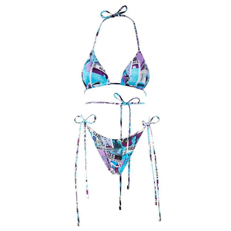 Ibiza Style Blue Purple Printed Triangle Bikini - Yves Uro Tribute