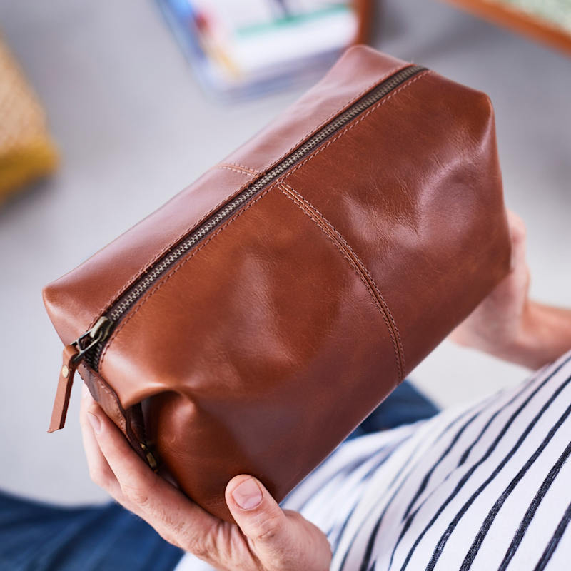 Thumbnail of Classic Tan Leather Wash Bag image