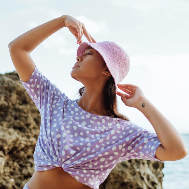 Thumbnail of Florette Crochet Bucket Hat In Lilac Purple image