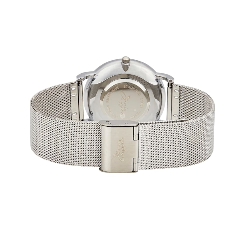 Thumbnail of Annie Apple Alore White/Silver Mesh Strap Hairdresser Scissor Hands Wrist Watch image