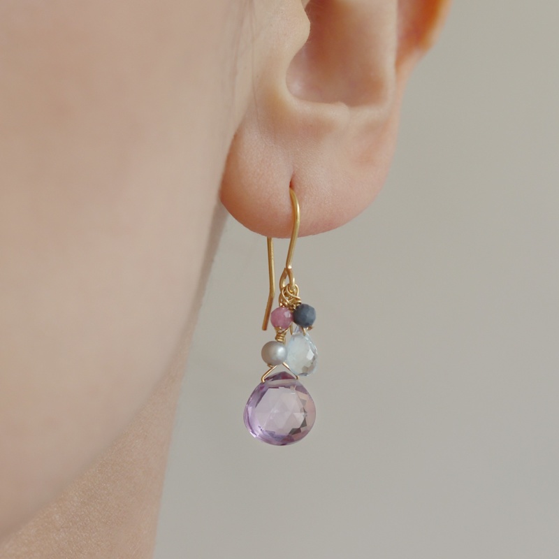 Thumbnail of Amethyst Cluster Drop Earrings image