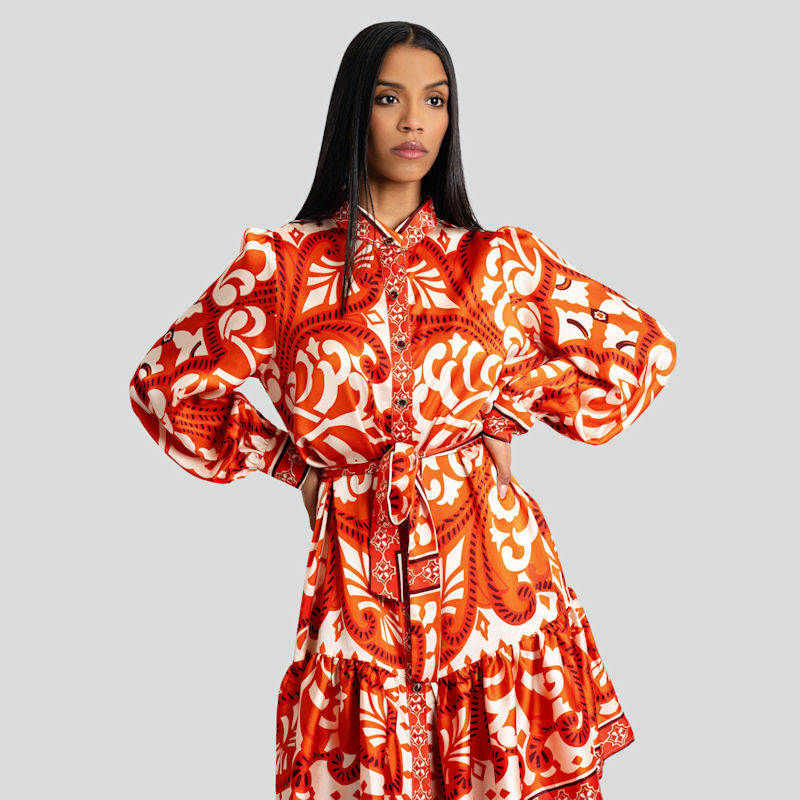 zara red paisley dress Zara Dress Red Paisley Elastic Waist Womens Size Medium Paisley New With  Tag NWT