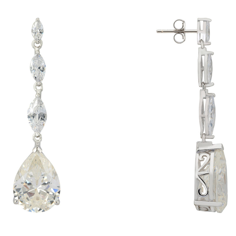 Thumbnail of Zara Teardrop Moissanite Gemstone Earrings Silver image