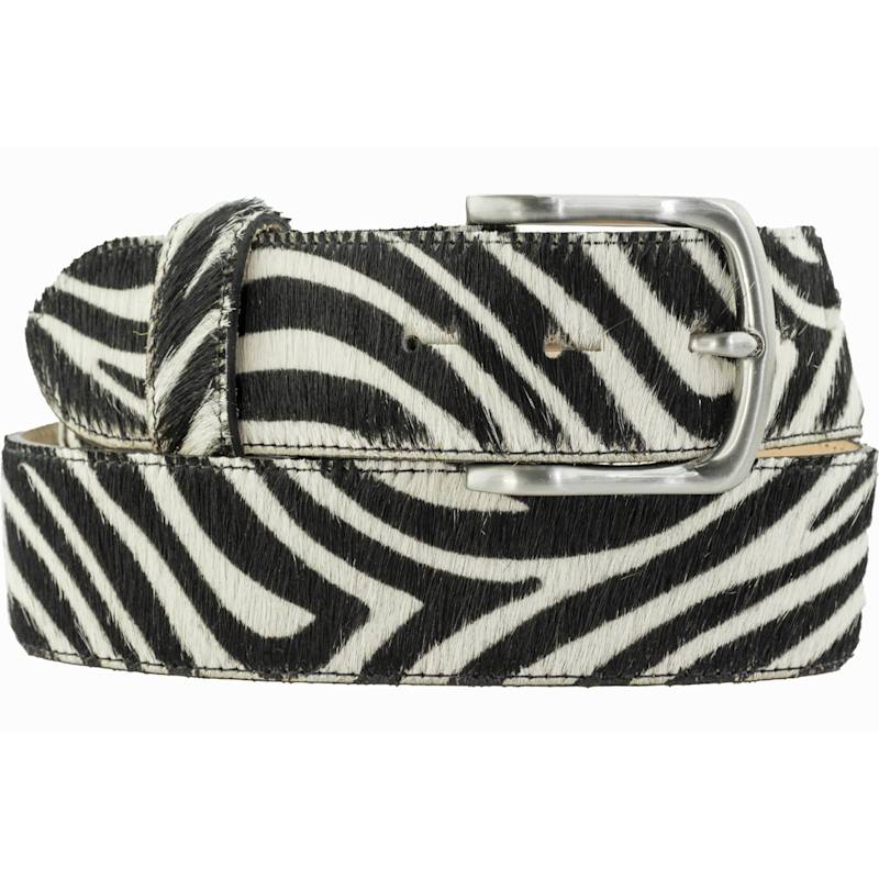Thumbnail of Zebra Cowhide Belt & Detachable Chunky Oval Buckle image