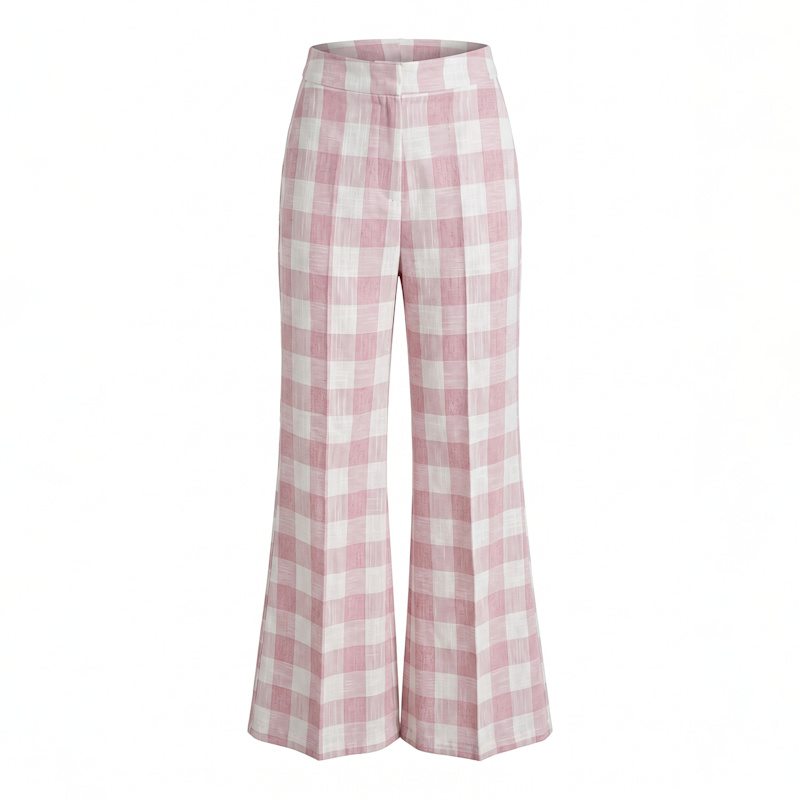 Thumbnail of Zena Flared Check Trouser In Pink image