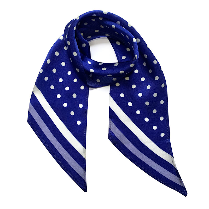 Blue Polka Dot Mulberry Silk Neck Scarf Pure Mulberry Silk Satin 88cm Large Square Scarf 35 main image 4