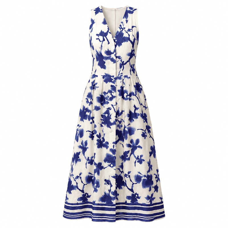 Zeta Sleeveless V Neck Midi Dress