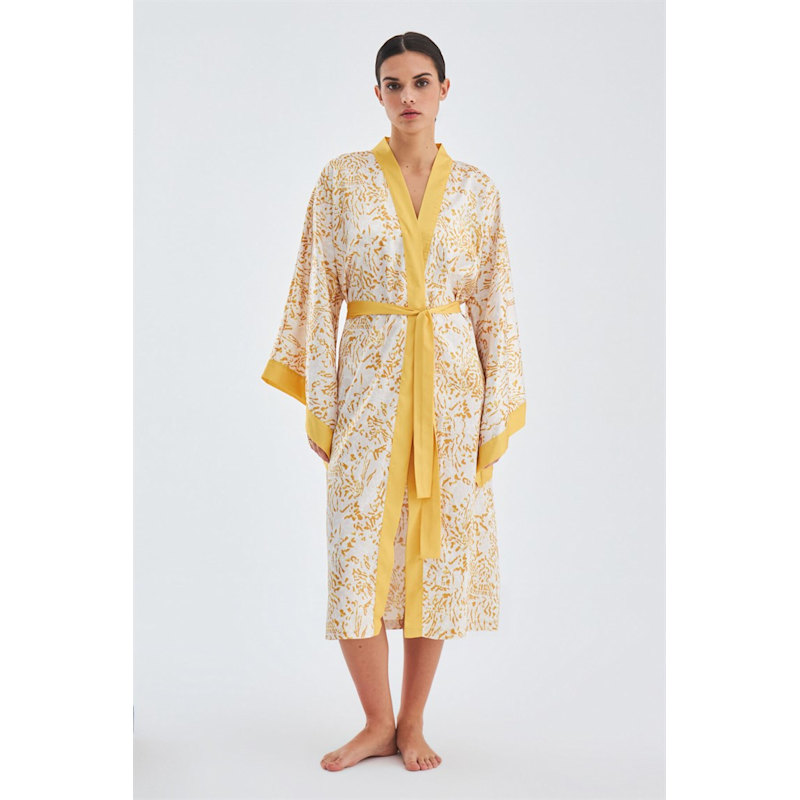 Thumbnail of Sitara Satin Kimono Mustard - Multicolour image