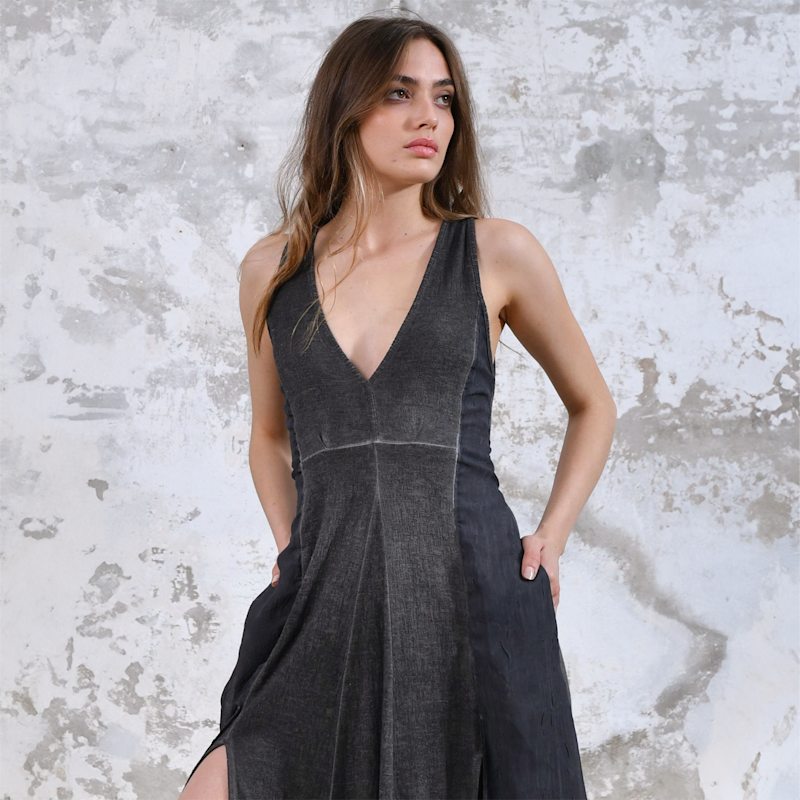 Zhe Dress Charcoal - Boho Maxi Dress | Zhenabia | Wolf & Badger