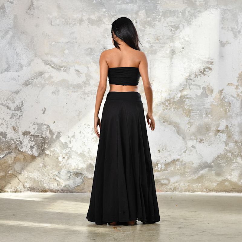 Zhe Skirt Boho High Slit Maxi Skirt - Black | Zhenabia | Wolf & Badger