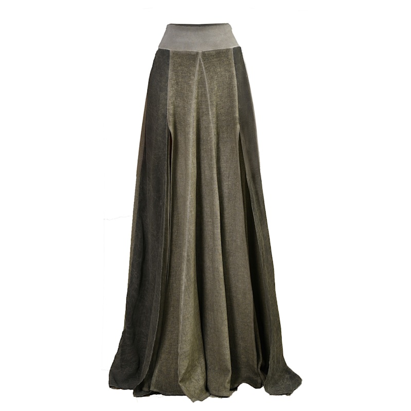 Zhe Skirt Boho High Slit Maxi Skirt - Khaki Green | Zhenabia