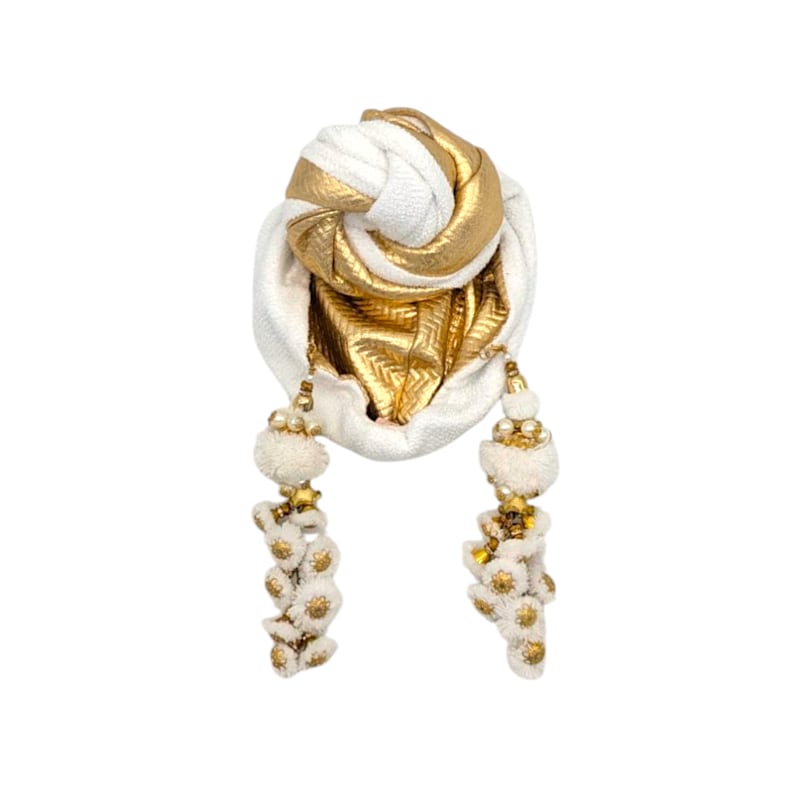 Zia Golden Ivory Mestiza Reversible Turban | Julia Clancey | Wolf & Badger