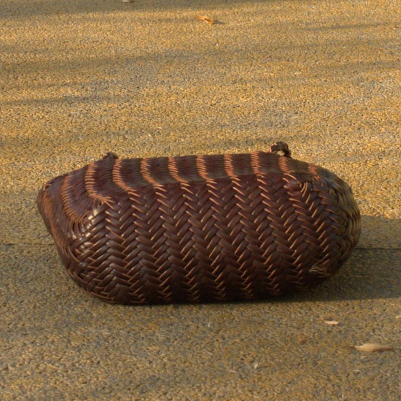 Thumbnail of Zigzag Woven Leather Handbag ‘Carla' - Dark Brown image