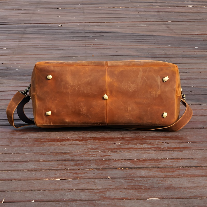 Thumbnail of Zip Detail Genuine Leather Holdall - Browns image