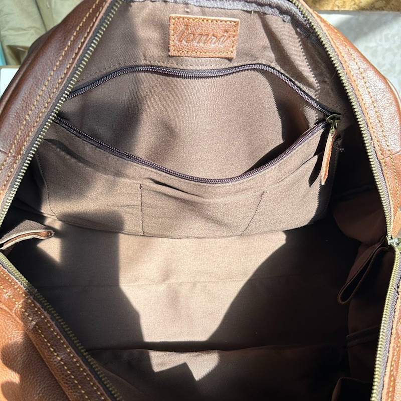 Thumbnail of Leather Weekend Bag With Suit Compartment - Worn Brown image