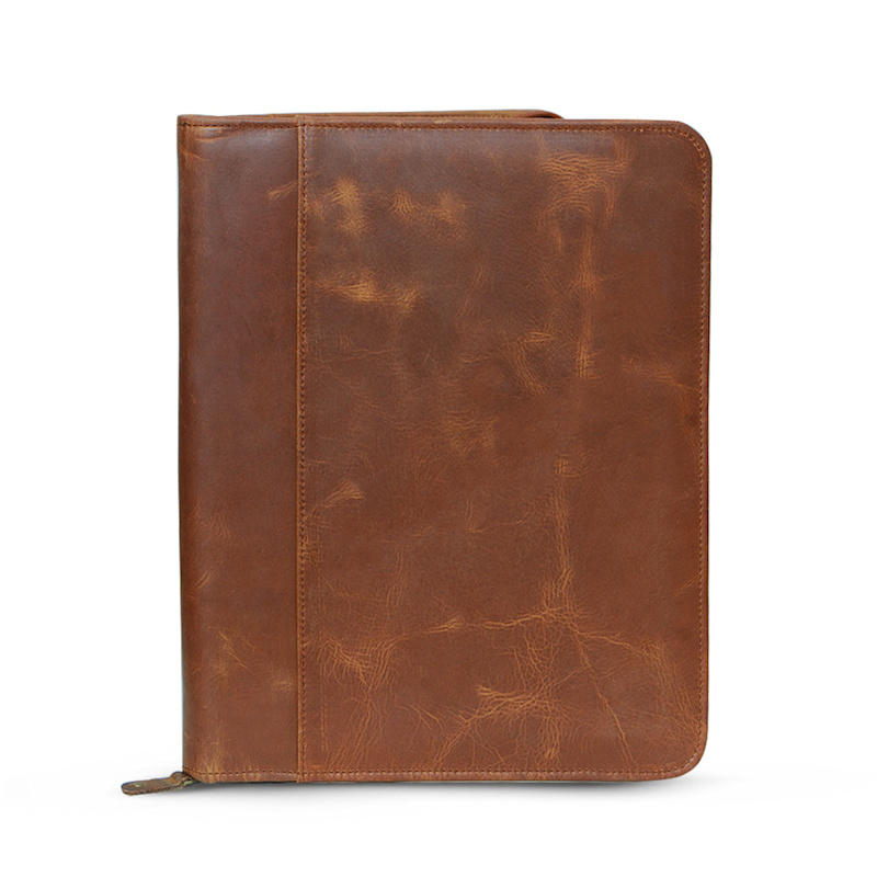 Thumbnail of Handmade Leather Document Holder, Zip Organizer Padfolio image