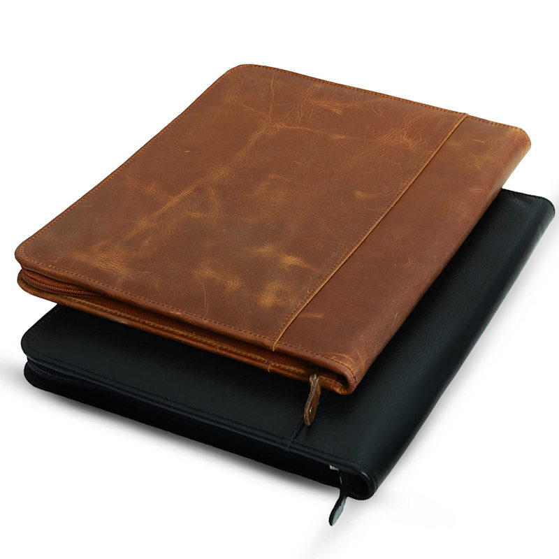 Thumbnail of Handmade Leather Document Holder, Zip Organizer Padfolio image