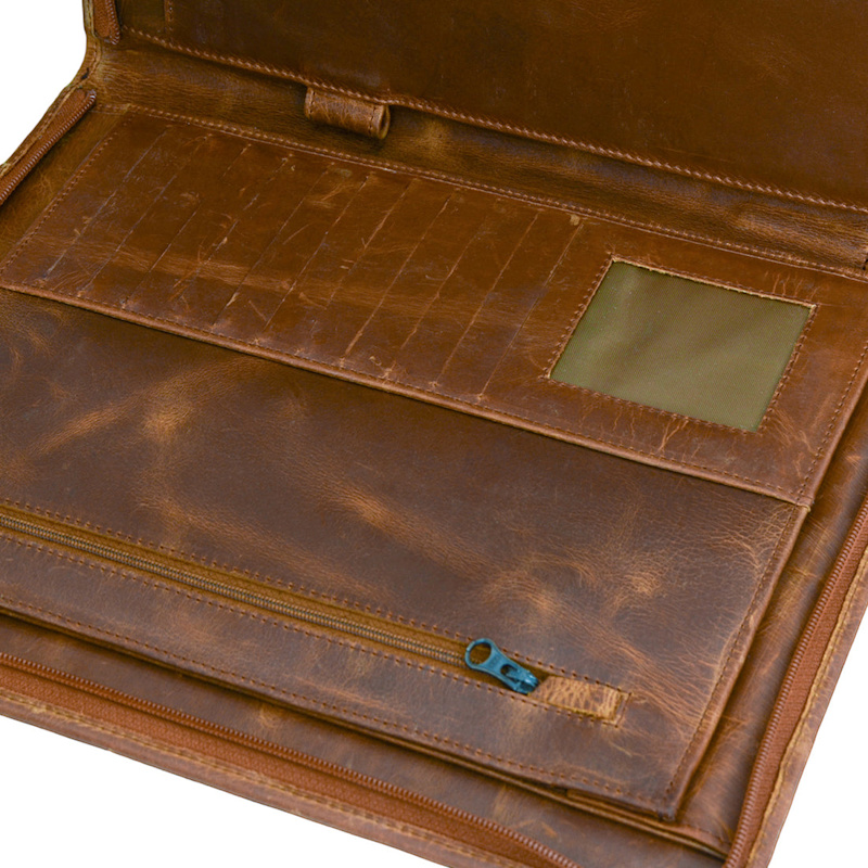 Thumbnail of Handmade Leather Document Holder, Zip Organizer Padfolio image
