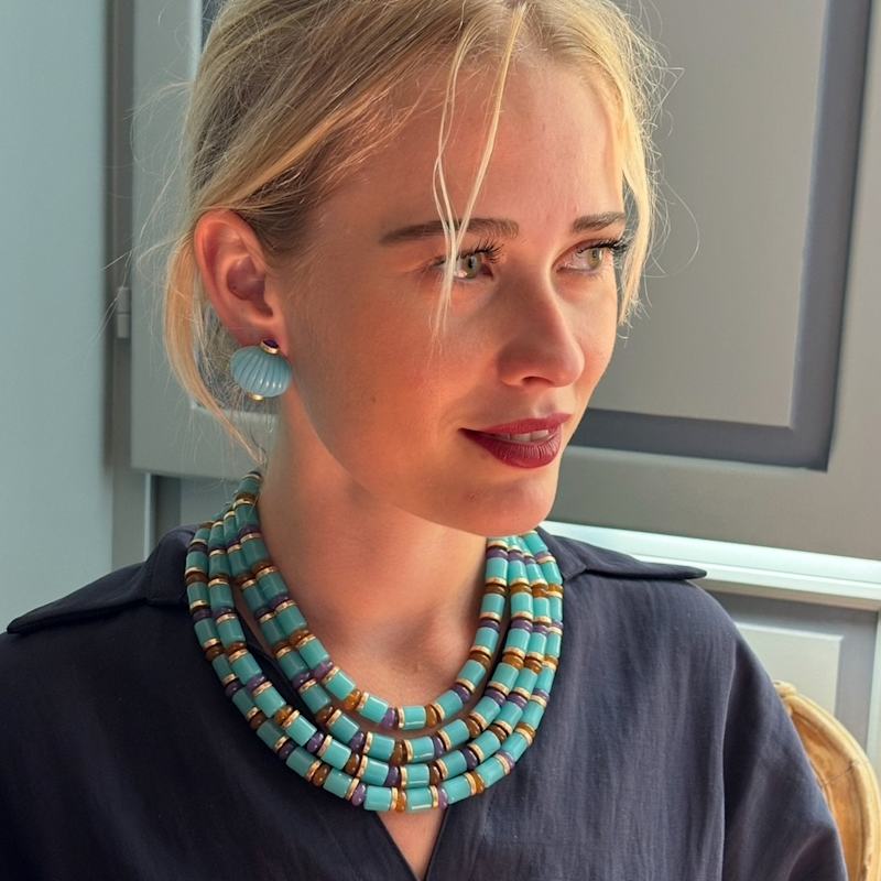 Thumbnail of Zita Multi Strand Turquoise Multi Color Resin Necklace image