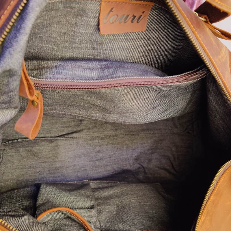 Thumbnail of Genuine Leather Gym Bag With Shoe Storage - Russet Brown image