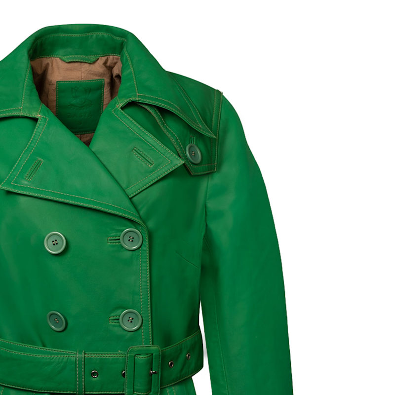 Thumbnail of Green Ghost Leather Trench Coat image