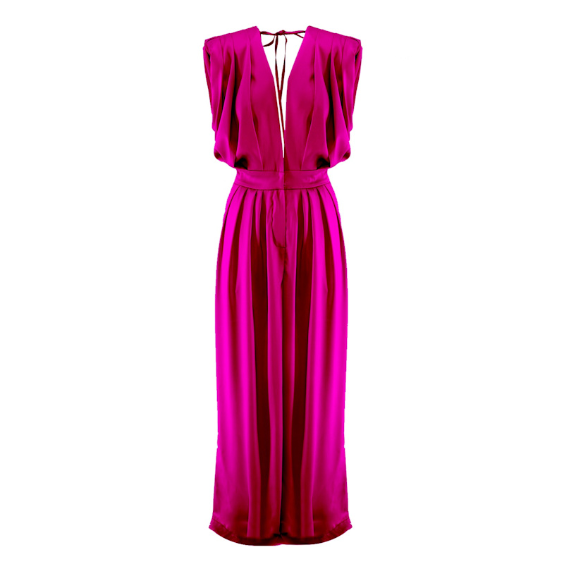 Thumbnail of Fuchsia Maxi Draped Jumpsuit image