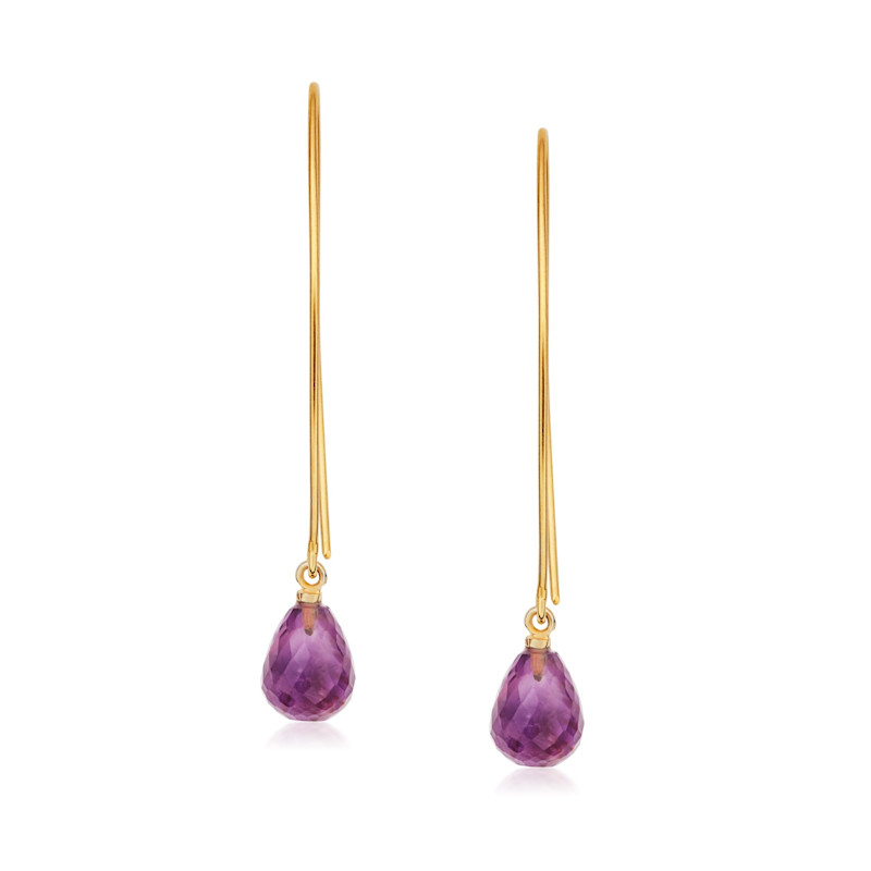 Thumbnail of Jewel Drop Hoops - Amethyst image