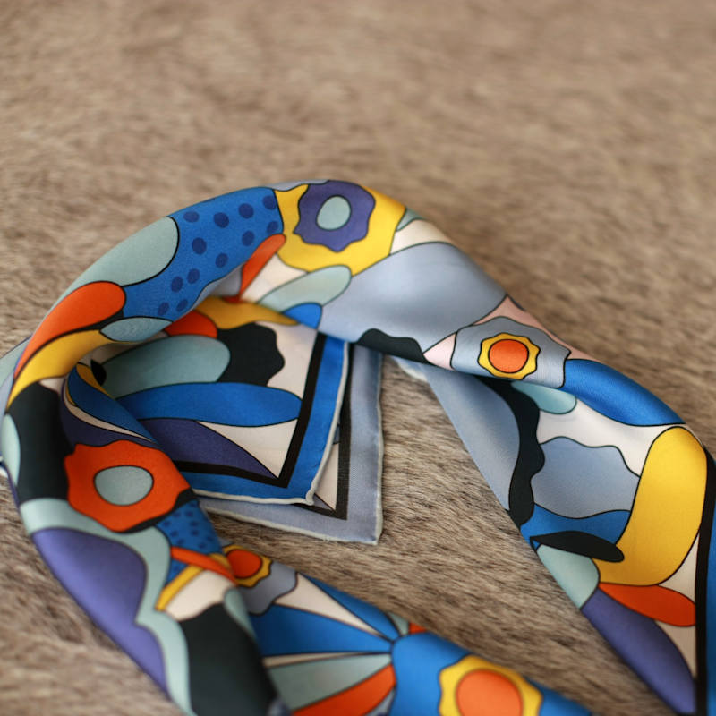 Thumbnail of Double Sided Silk Bandana Of Ocean Imagination image