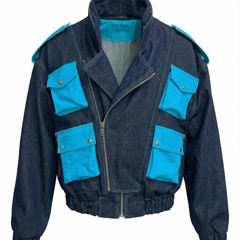 Thumbnail of Zodiac Aquarius Denim Embroidered Bomber Jacket image