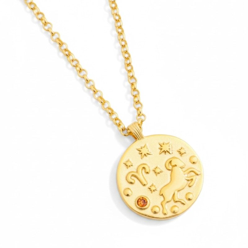 Thumbnail of Zodiac Birthstone Talisman Necklace Aries Gold image