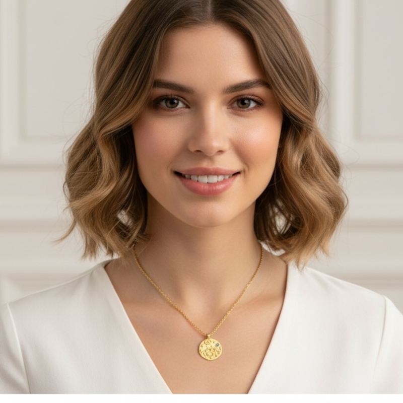 Thumbnail of Zodiac Birthstone Talisman Necklace Cancer Gold image