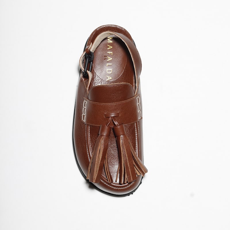 Zoe Slingback Brown Tassel Clogs | Mafalda | Wolf & Badger