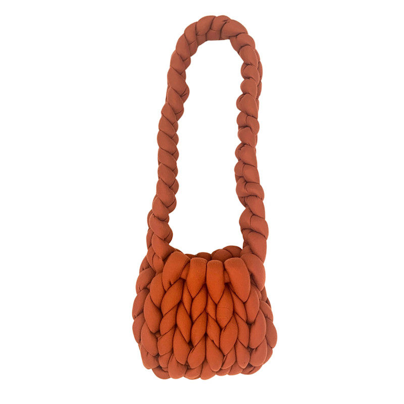 Zoey Cable Knit Shoulder Bag In Terracotta | Pink Haley | Wolf