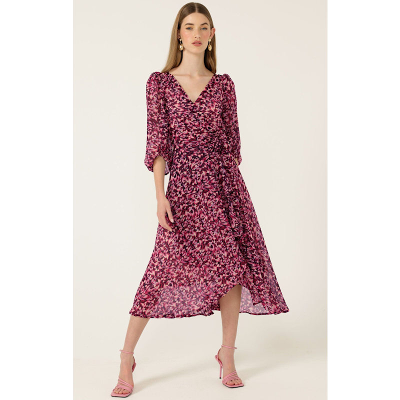 Thumbnail of Zora Wrap Dress In Pink Feather image