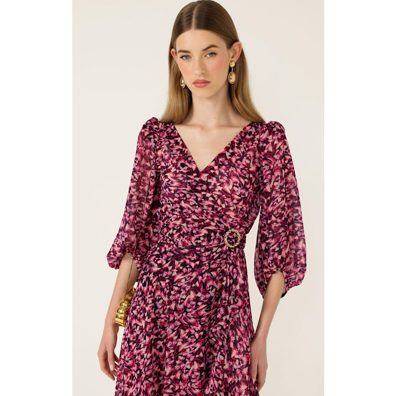 Thumbnail of Zora Wrap Dress In Pink Feather image