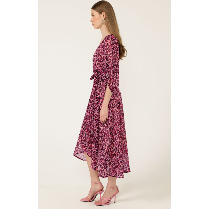 Thumbnail of Zora Wrap Dress In Pink Feather image