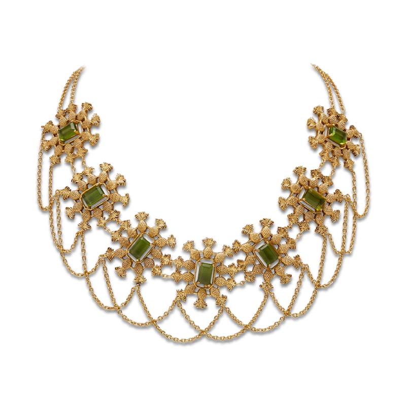 Thumbnail of Gold Pina Necklace With Green Topaz Glass Gems image